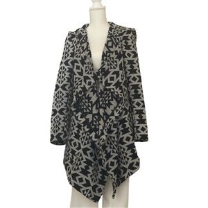 BB Dakota Azra Aztec Hooded Black and Gray Coat